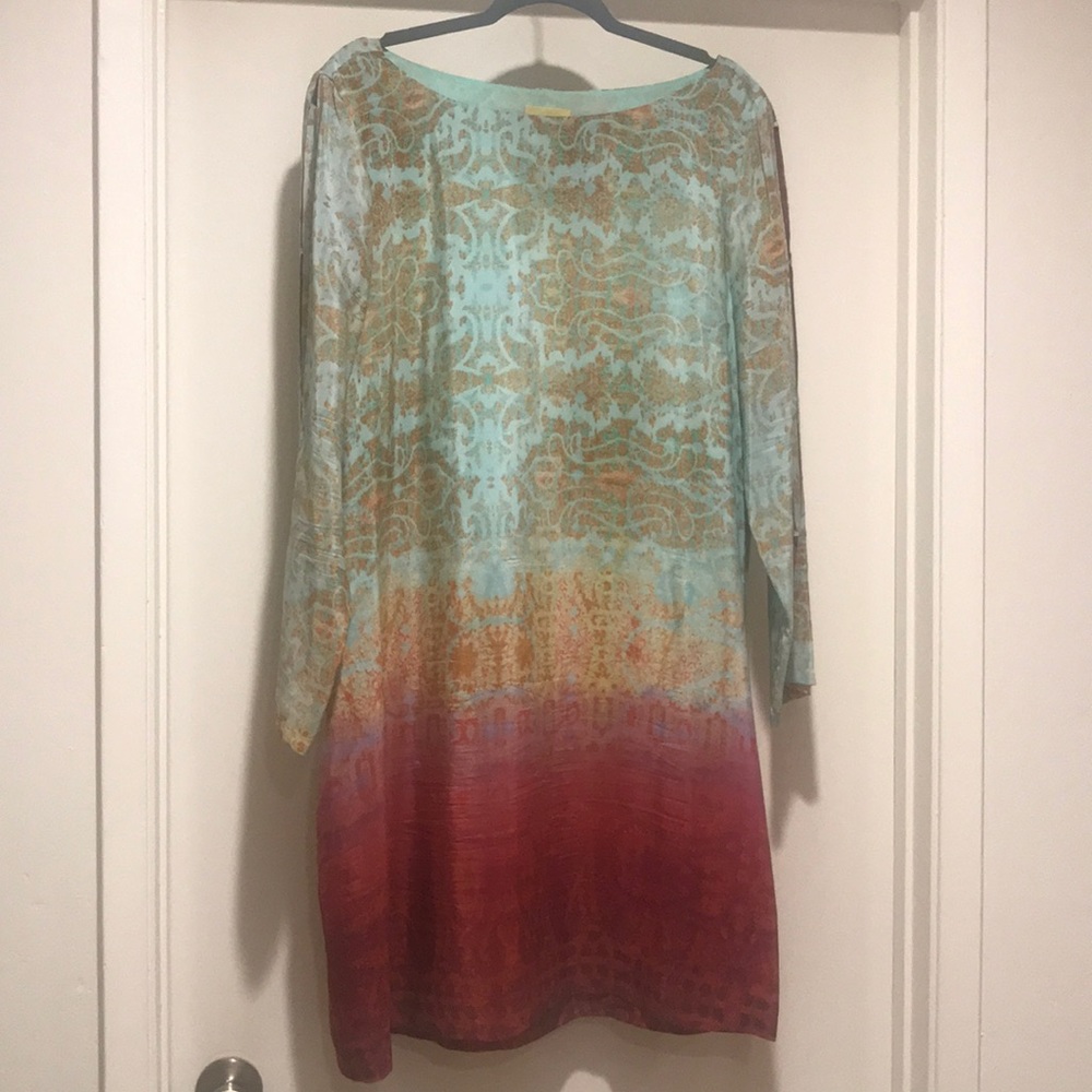 Anthropologie Maeve XL dress 100% silk, fully lined. Pit to pit 22” length 37”